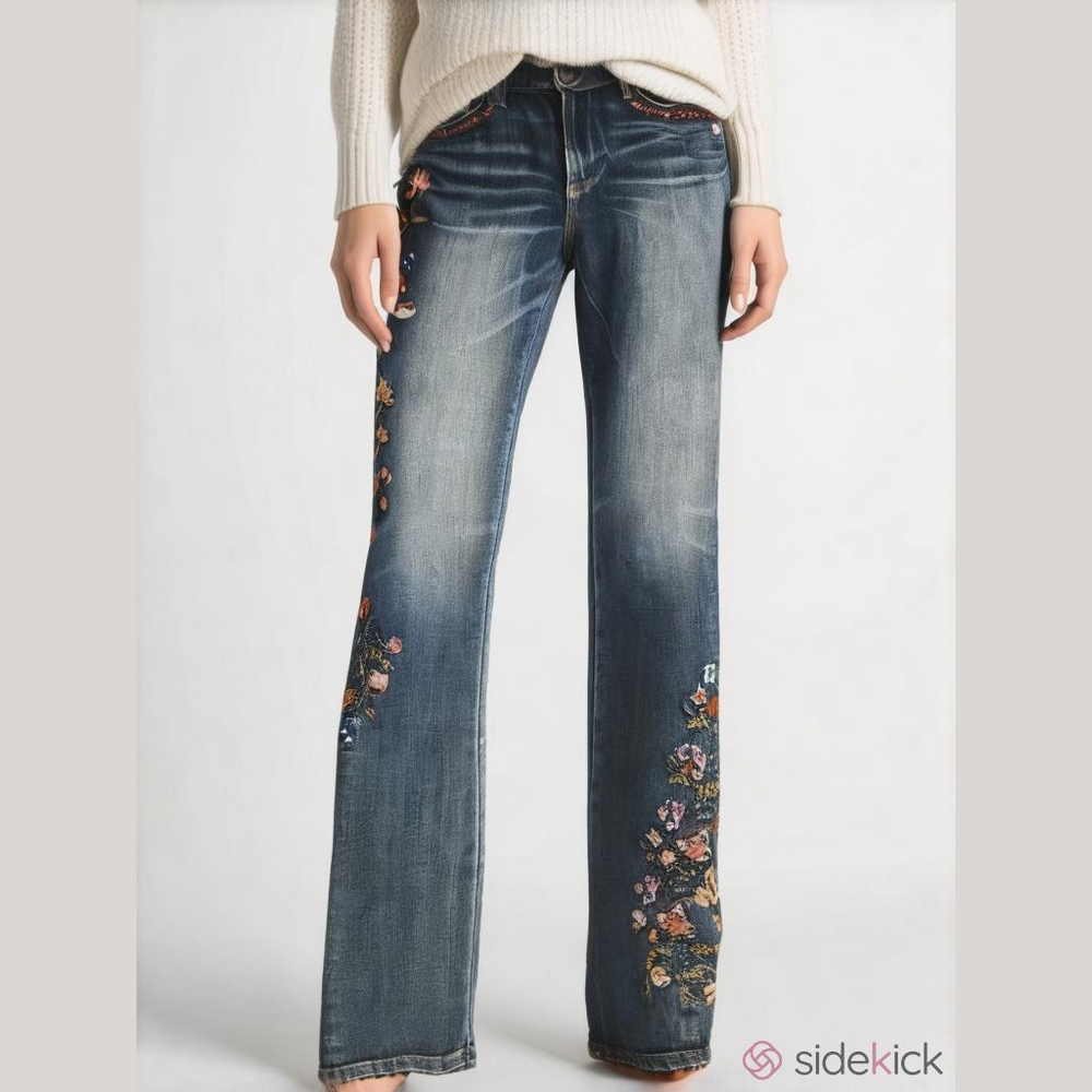 Embroidered Blue Jeans
